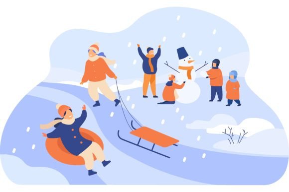 Download Happy Kids Enjoying Winter and Snow, Sli - Premium Resources