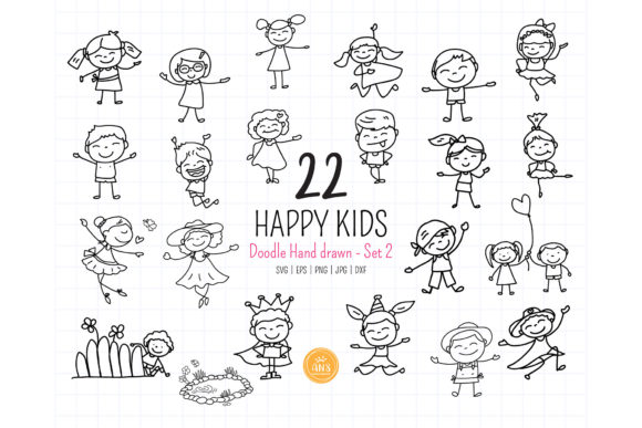 Download 22 Hand Drawn Matchstick Happy Kids SVG - Happy kids Collection