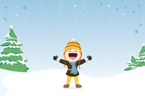 Download Happy Kids Playing in the Snow Fall - Premium Resources