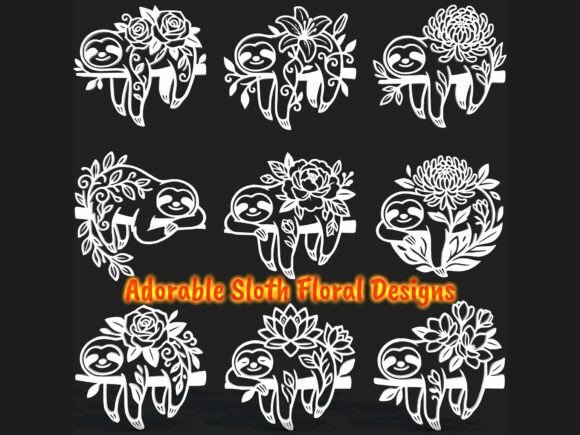 Download 9 Adorable Sloth Floral CNC SVG STL Pack - Cnc svg Collection